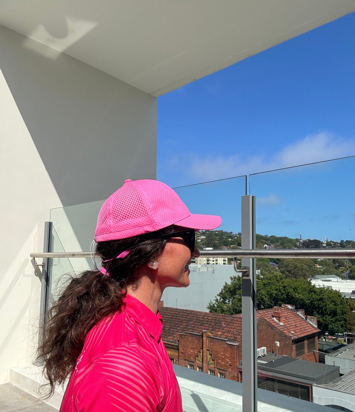 Deep crown feminine and functional secure sport proof pink sailing cap Femme Soleil by Rachel
